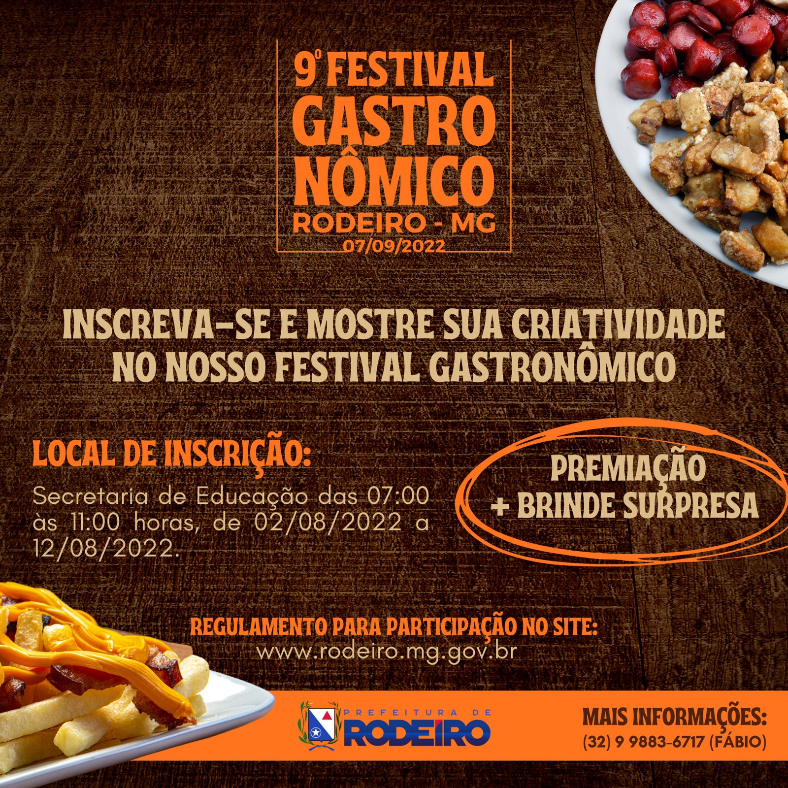 INCRIÇÕES PARA O 9º FESTIVAL GASTRONÔMICO DE RODEIRO