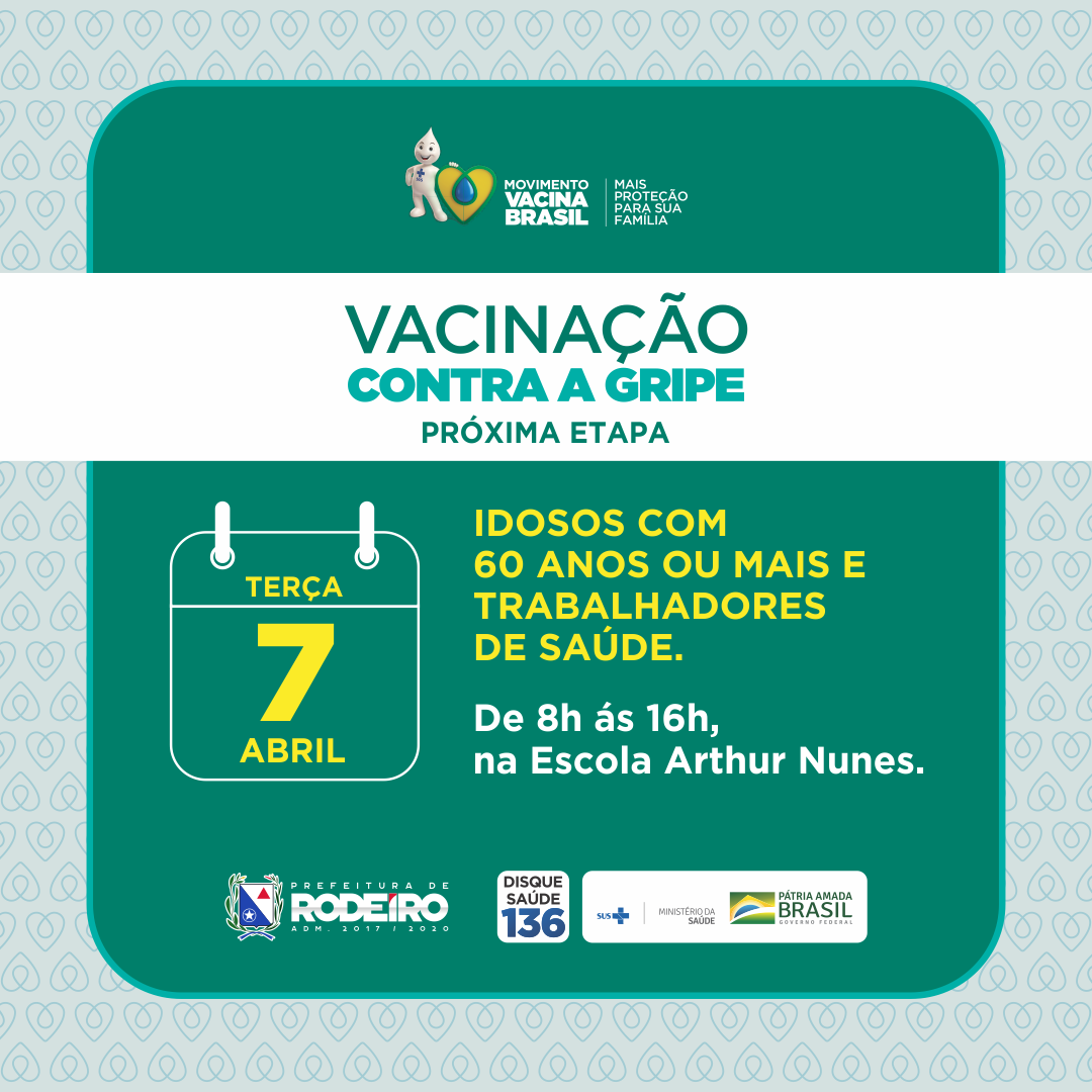 Vacinação Contra a Gripe terá nova etapa nesta terça, dia 07 de abril 