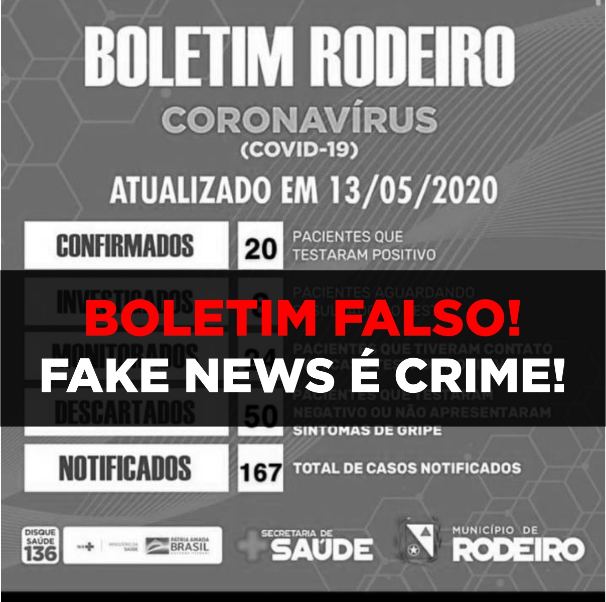 Prefeitura alerta para circulação de boletim falso do município nas redes sociais 
