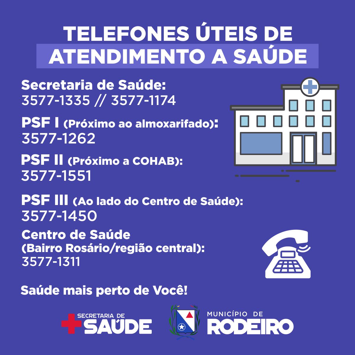 Relação de telefones úteis de atendimentos à saúde